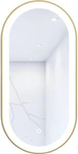 Oglindă baie cu LED Cordia Oval Line Premium 100x50 cm ramă aurie senzor Touch funcție anti-aburire IP 44