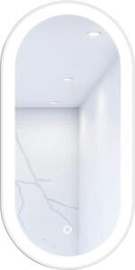 Oglindă baie cu LED Cordia Oval Line Premium 100x50 cm ramă albă senzor Touch IP 44