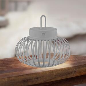 JUST LIGHT. GmbH Lampă de masă reîncărcabilă cu LED Akuba gri-bej 22cm bambus, reglabil, Gri, Camera de zi / sufragerie, Bamboo, Modern