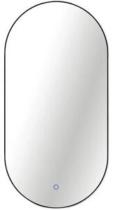 Oglindă baie cu LED Cordia Oval Line Blacklight 100x50 cm ramă neagră senzor Touch IP 44