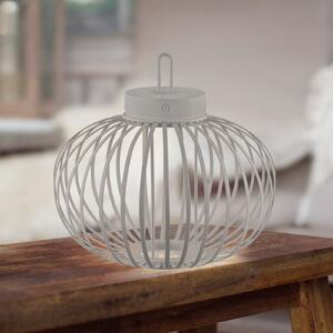JUST LIGHT. GmbH Lampă de masă reîncărcabilă cu LED Akuba gri-bej 33cm bambus, reglabil, Gri, Camera de zi / sufragerie, Bamboo, Modern