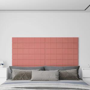 Panouri de perete 12 buc. roz 90x15 cm catifea 1,62 m²
