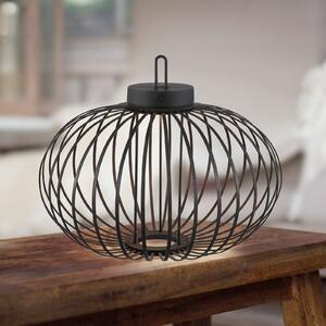 JUST LIGHT. GmbH Akuba lampă de masă LED reîncărcabilă negru 37 cm bambus, reglabil, Negru, Camera de zi / sufragerie, Bamboo, Modern
