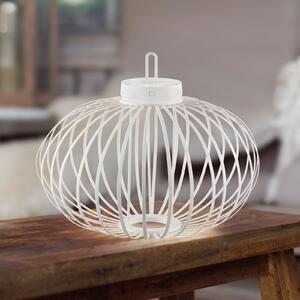 JUST LIGHT. GmbH Lampă de masă Akuba LED reîncărcabilă, alb, 37 cm, bambus, reglabil, Alb, Camera de zi / sufragerie, Bamboo, Modern