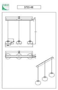 Fabas Luce Suspensie LED Brena, transparentă, 3 lumini, reglabilă, CCT, reglabil, Transparent, Camera de zi / sufragerie, Sticlă, Design