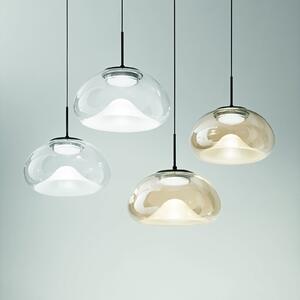 Fabas Luce LED pandantiv Brena, coniac, 1-lumină, dimmable, CCT, reglabil, Bej, Camera de zi / sufragerie, Sticlă, Design
