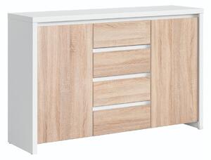 Comodă Nolroma 103, Stejar Sonoma, Alb, PAL laminat, 92x144x41cm, 57 kg