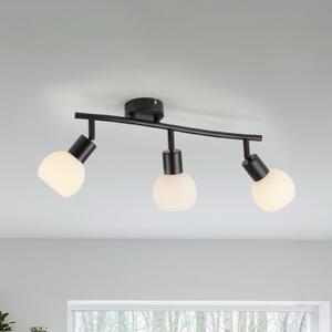 JUST LIGHT. GmbH Plafonieră Loki, 3 lumini, lungă, neagră, fier, Negru, Camera de zi / sufragerie, Metal