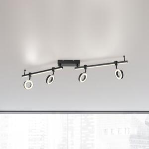 JUST LIGHT. GmbH plafonieră LED LOLAsmart Bileda, 4 becuri, negru, reglabil, Negru, Camera de zi / sufragerie, Metal