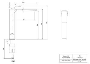Villeroy & Boch Subway 3.0 baterie lavoar stativ nichel TVW11200400064