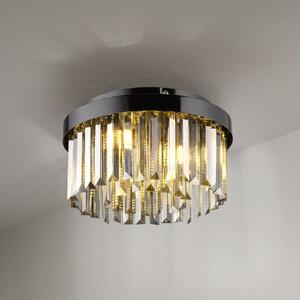 JUST LIGHT. GmbH Plafonieră Kulunka, sticlă de cristal, negru, reglabil, Negru, Camera de zi / sufragerie, Metal