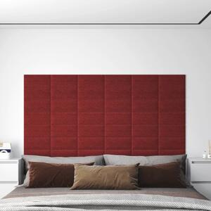 Panouri de perete, 12 buc., roșu vin, 30x15 cm, textil, 0,54 m²