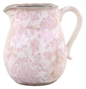 Carafa Decorativa Leaves din ceramica roz 20 cm