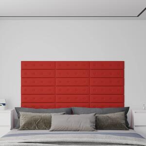 Panouri perete 12 buc. roșu vin 60x15cm piele ecologică 1,08 m²