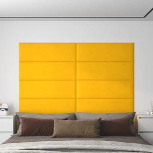 Panouri de perete 12 buc. galben 90x30 cm catifea 3,24 m²