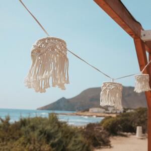 Newgarden Lanț de lumini solare Mykonos, alb, IP44, Alb, Țesătură / Textil, Scandinavă