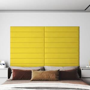Panouri de perete 12 buc. galben deschis 90x15cm textil 1,62 m²