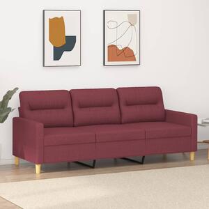 Canapea cu 3 locuri, roșu vin, 180 cm, material textil