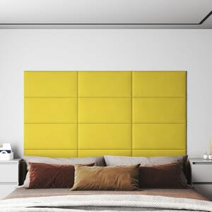 Panouri de perete 12 buc. galben deschis 60x30cm textil 2,16 m²