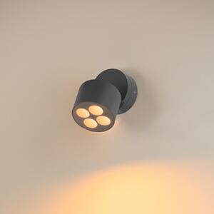 SLV LED lampă de perete pentru exterior R-Cube, antracit, aluminiu, Ø 10 cm, reglabil, Negru, Aluminiu, Modern