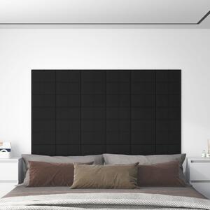 Panouri de perete, 12 buc., negru, 30x15 cm, textil, 0,54 m²