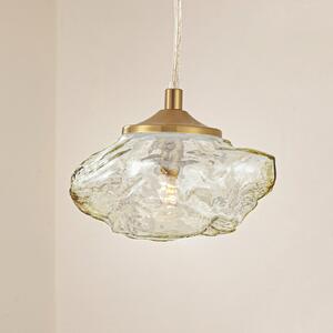 Lindby Lampă suspendată Piatra, chihlimbar/zahăr, sticlă, Ø 16 cm, G9, reglabil, Transparent, Camera de zi / sufragerie, Sticlă, Modern