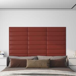 Panouri perete 12 buc. roșu vin 60x15cm piele ecologică 1,08 m²