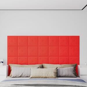 Panouri perete 12 buc. roșu, 30x30 cm, piele ecologică, 1,08 m²