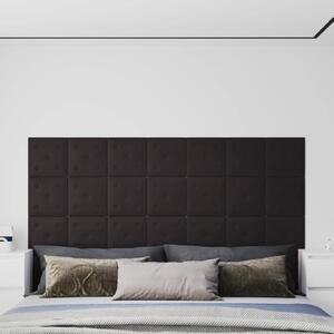 Panouri perete 12 buc. negru, 30x30 cm piele ecologică, 1,08 m²