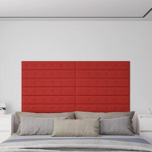 Panouri perete 12 buc. bordo 90x15 cm, piele ecologică, 1,62 m²