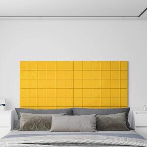 Panouri de perete 12 buc. galben 90x15 cm catifea 1,62 m²