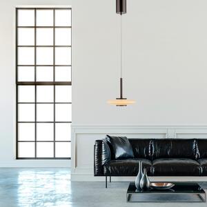 PURE LED lampă suspendată Vitrum maro/opal sticlă/aluminiu Ø 22 cm, reglabil, Maro / Rugină, Camera de zi / sufragerie, Sticlă, Modern