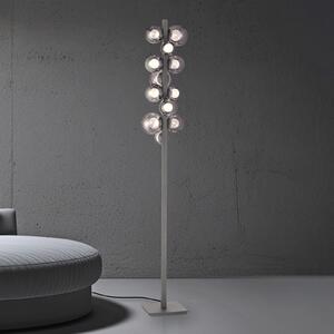 PURE LED lampă de podea Popup, aluminiu gri/glass dimmer 12-light., reglabil, Gri, Camera de zi / sufragerie, Aluminiu, Modern, glob