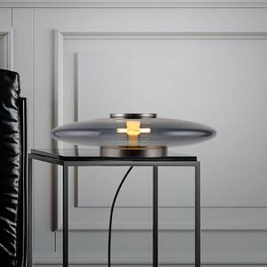 PURE Lampă de masă LED Vitrum sticlă gri/aluminiu variator tactil, reglabil, Gri, Camera de zi / sufragerie, Sticlă, Modern