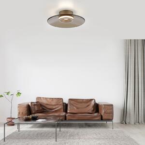 PURE Plafonieră LED Moon, bronz, Ø 32 cm, sticlă/aluminiu, reglabil, Bronz / Alamă Veche, Camera de zi / sufragerie, Sticlă, Modern