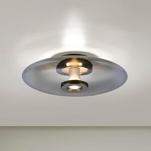 PURE Plafonieră Vitrum LED, gri, sticlă/aluminiu, Ø 45 cm, reglabil, Gri, Camera de zi / sufragerie, Sticlă, Modern