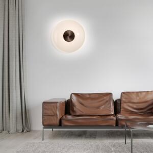 PURE LED lampă de perete Vitrum, maro/opal sticlă/aluminiu Ø 22 cm, reglabil, Maro / Rugină, Camera de zi / sufragerie, Sticlă, Modern