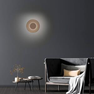 PURE Aplică LED Moon, bronz, Ø 32 cm, sticlă/aluminiu, reglabil, Bronz / Alamă Veche, Camera de zi / sufragerie, Sticlă, Modern