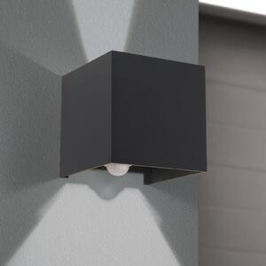 ORION Aplică LED pentru exterior Cube-S, antracit, metal, senzor, Negru, Aluminiu, Modern, Priză de perete sus / jos