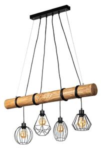 Uriel, lampă suspendată, dulie E27, 4 becuri, 60W, negru-brad băițuit