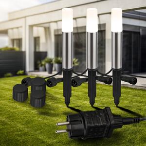 Briloner Lampă LED cu țăruș pentru pământ 3925032 12V 3x set de pornire din oțel, Metalic, Oțel inoxidabil, Modern