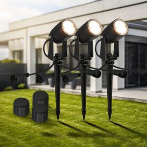 Briloner LED pământ spike spot 3928035 12 V 3x extensie negru Ø 4 cm, Negru, Plastic, Modern