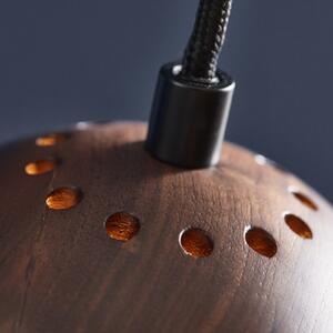 FRANDSEN Lampă suspendată Ball, nuc, Ø 12 cm, lemn, reglabil, Lemn, Camera de zi / sufragerie, Lemn, Design