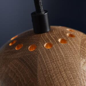 FRANDSEN Lampă suspendată Ball, stejar, Ø 12 cm, lemn, reglabil, Lemn, Camera de zi / sufragerie, Lemn, Design