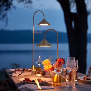 FRANDSEN Lampa de masă cu LED Grasp, culoare alamă, înălțime 47 cm, reglabil, Auriu / Alamă, Metal, Design