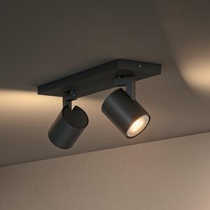 Philips Hue Runner LED spotlight, 2 lumini, comutator dimmer, negru, reglabil, Negru, Camera de zi / sufragerie, Aluminiu, Modern