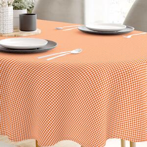 Goldea față de masă decorativă menorca - carouri mici portocalii și albe - ovală 130 x 180 cm