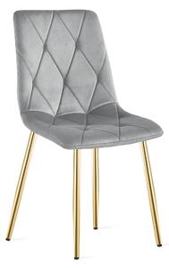 Scaun Bucatarie/Dining Fido Gri Deschis Catifea Picioare Aurii