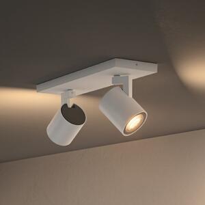 Philips Hue LED Spot Runner, 2 becuri, comutator cu variator de intensitate, alb, reglabil, Alb, Camera de zi / sufragerie, Aluminiu, Modern