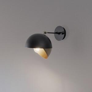 Opviq Aplică de perete Berceste 252-A, negru/auriu, metal, Ø 20 cm, reglabil, Negru, Camera de zi / sufragerie, Metal, Modern, Soclu de perete jos